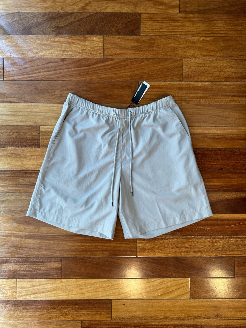 James Perse Light Beige Elastic Drawstring Athletic Shorts